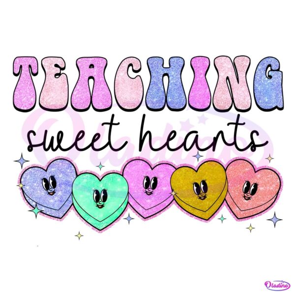 Glitter Teaching Sweet Heart Valentines Teacher PNG