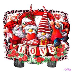 Glitter Truck Gnome Love Valentines Day PNG