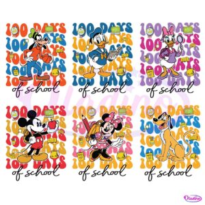 Happy 100 Days Of School Cartoon Mouse And Friends PNG Bundle