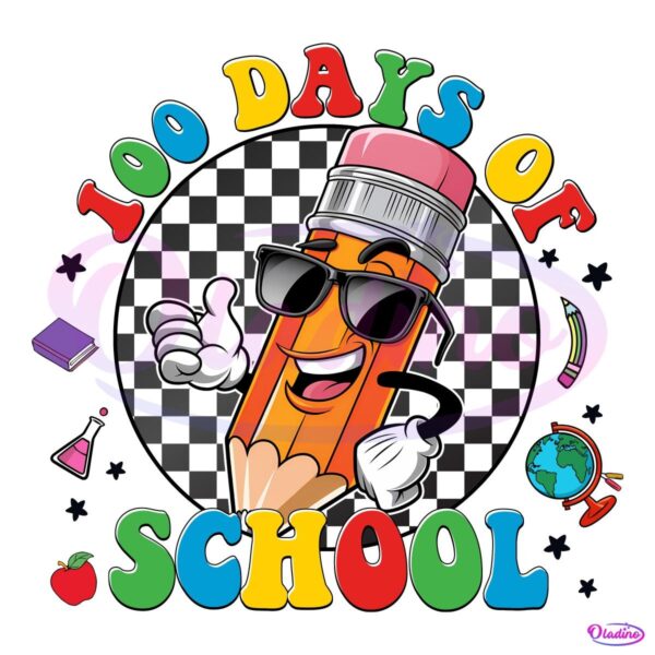 Happy 100 Days Of School Pencil Character PNG