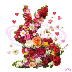 Happy Easter Floral Cute Bunny Easter PNG