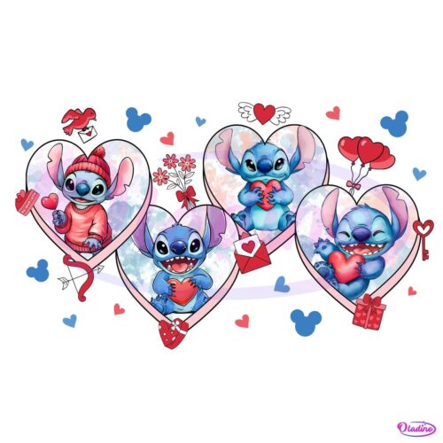 Happy Valentine Day Stitch Heart PNG