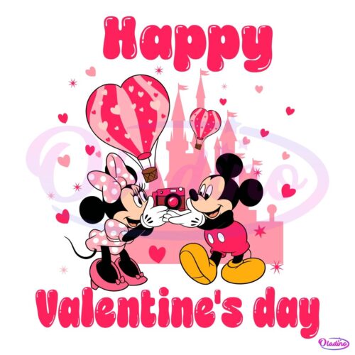 Happy Valentines Day Mickey Minnie Couple PNG