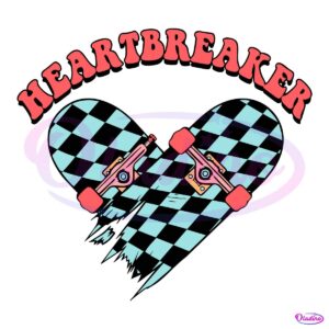 Hearbreaker Skateboard Checkered Funny Valentines Day SVG