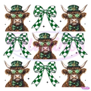 Highland Cow Coquette St Patricks Day PNG