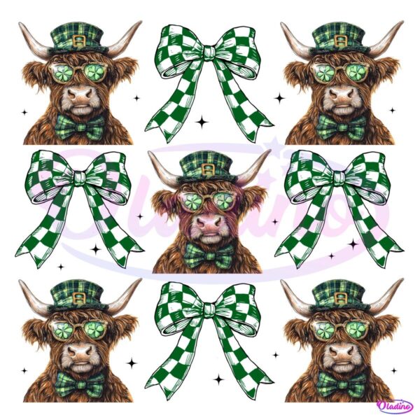 Highland Cow Coquette St Patricks Day PNG