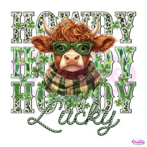 Howdy Lucky Highland Cow St Patricks Day PNG