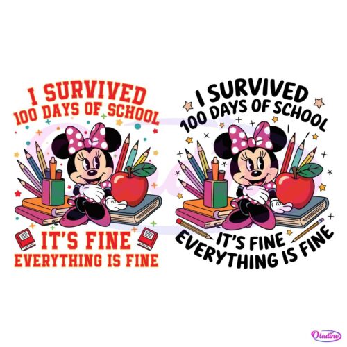 I Survived 100 Days Of School Minnie Mouse PNG