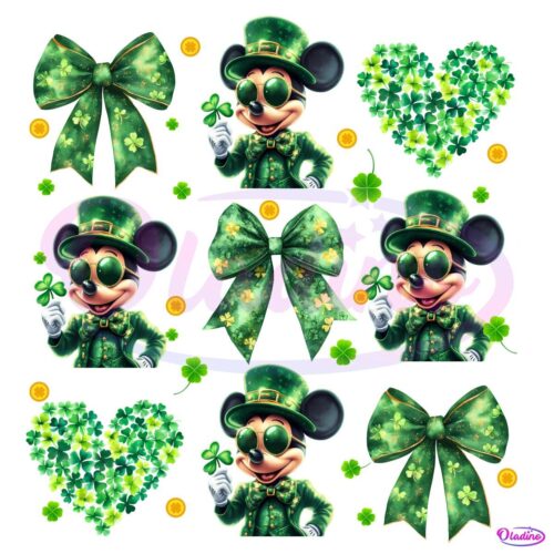 Lucky Mickey Mouse Coquette St Patricks Day PNG