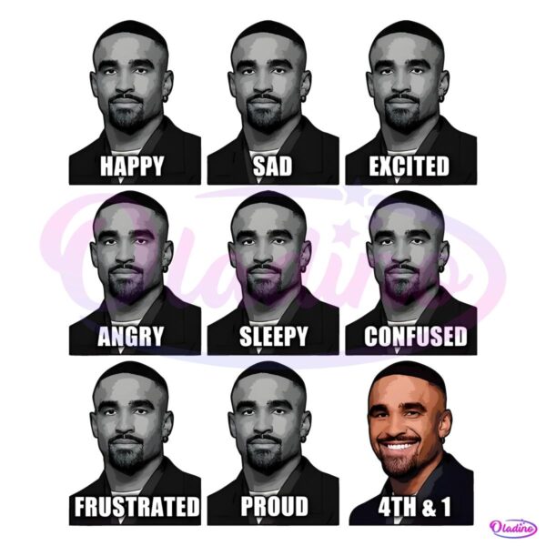 Many Faces Of Jalen Hurts Humorous Philadelphia Eagles PNG