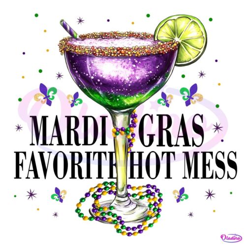 Mardi Gras Hot Mess Wine Glass Favorite PNG Design