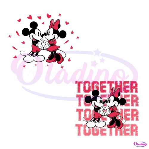 Mcikey Minnie Love Together Valentine Day Design SVG