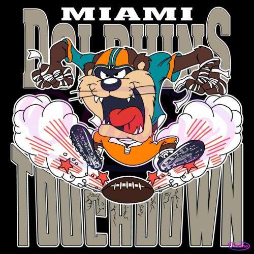 Miami Dolphins Tuchdown Nfl Tasmanian Devil SVG