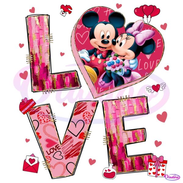 Mickey In Love Valentine Cartoon PNG