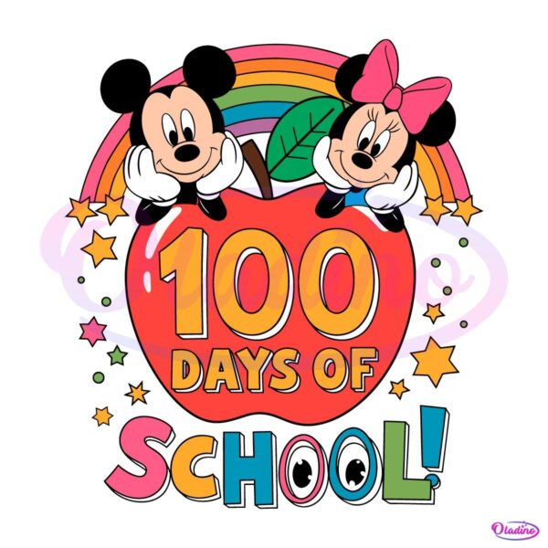 Mickey Minnie Apple 100 Days Of School PNG