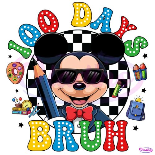 Mickey Mouse 100 Days Bruh Checkered PNG