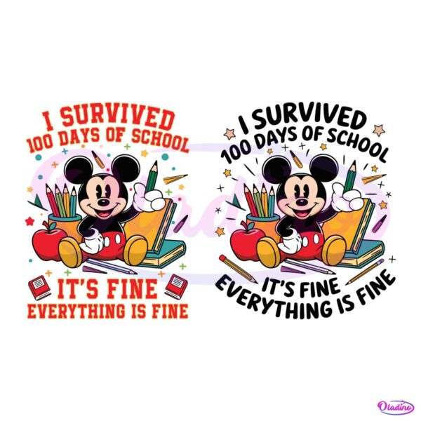 Mickey Mouse I Survived 100 Days Of School PNG