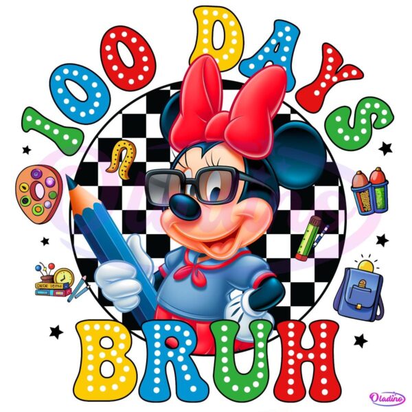 Minnie Mouse 100 Days Bruh Checkered PNG