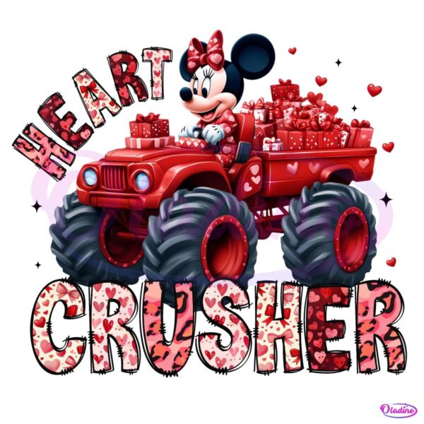 Minnie mouse Valentine Heart Crusher Tractor PNG