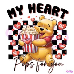 My Heart Pops For You Pooh Bear Valentine PNG