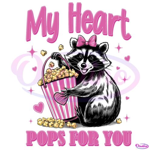 My Heart Pops For You Valentine Raccoon Png