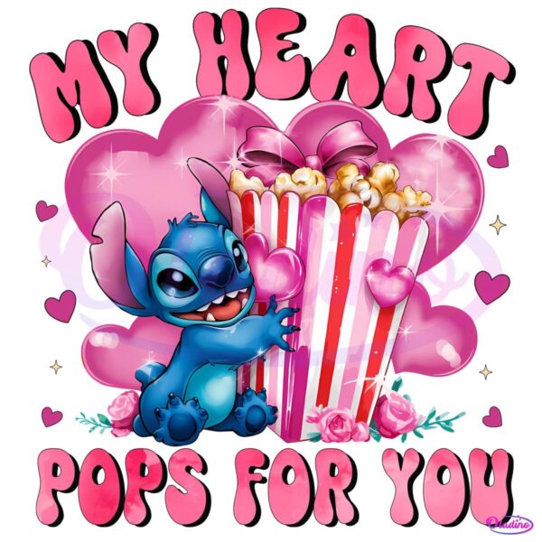 My Heart Pops For You Valentine Stitch PNG