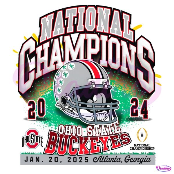 National Champions 2024 Ohio State Buckeyes Football Helmet PNG