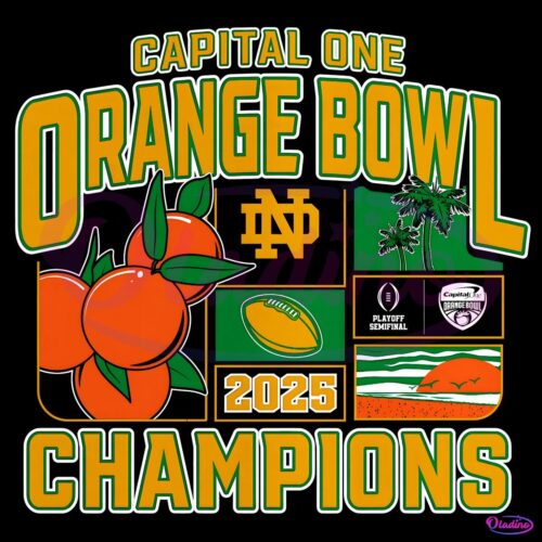 Notre Dame Fighting Irish Capital One Orange Bowl 2025 Champions PNG