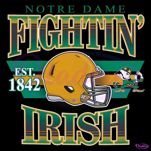 Notre Dame Fighting Irish Football Est 1842 Vintage Logo Helmet PNG