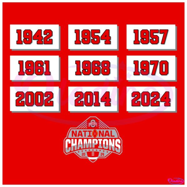 Ohio State Buckeyes Glory Years 9x National Champions SVG