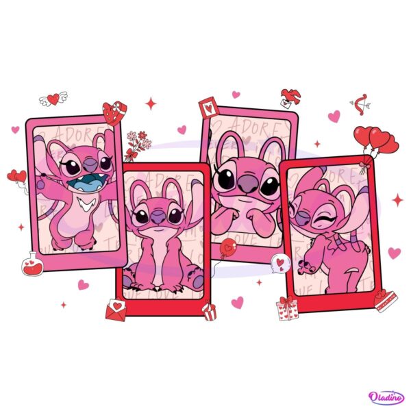 Pink Angel Stitch Love Valentine Collage PNG