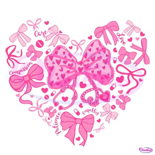 Pink Coquette Valentine Nurse Heart PNG