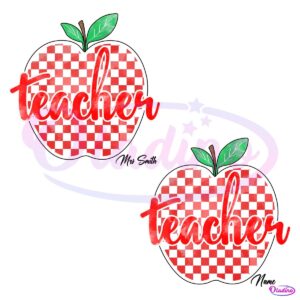 Red Apple Personalize Name Teacher PNG