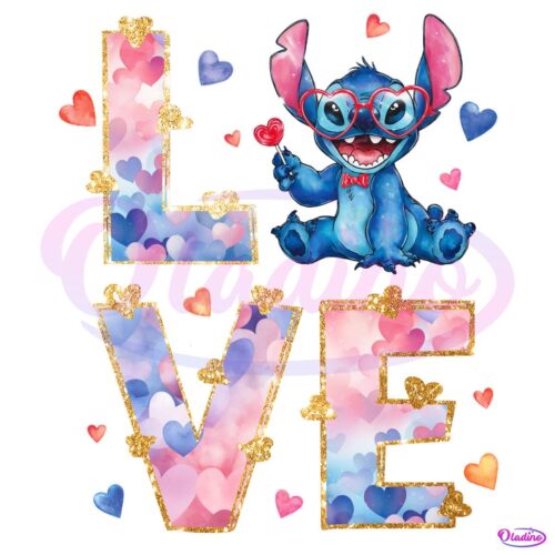 Retro Valentine Love Stitch Png