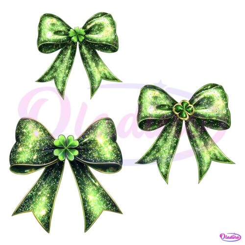 St Patricks Day Coquette Bow Glitter PNG