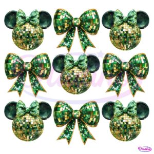 St Patricks Day Disco Ball Coquette Shamrock Irish PNG