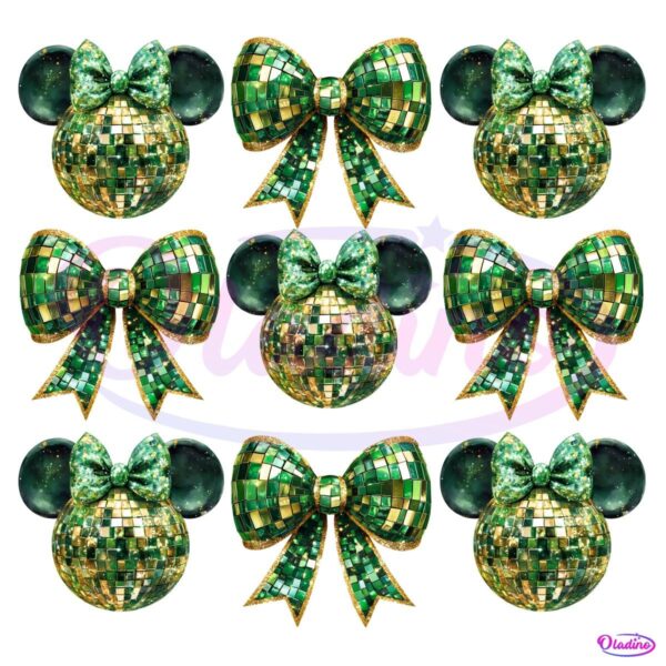 St Patricks Day Disco Ball Coquette Shamrock Irish PNG