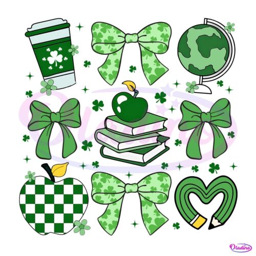 Teacher Gift St Patrick Teacher Coquette Bow PNG