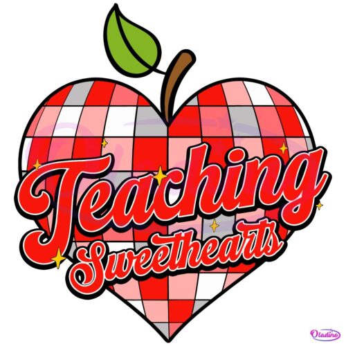 Teaching Sweethearts Valentine Heart Apple Checkered SVG