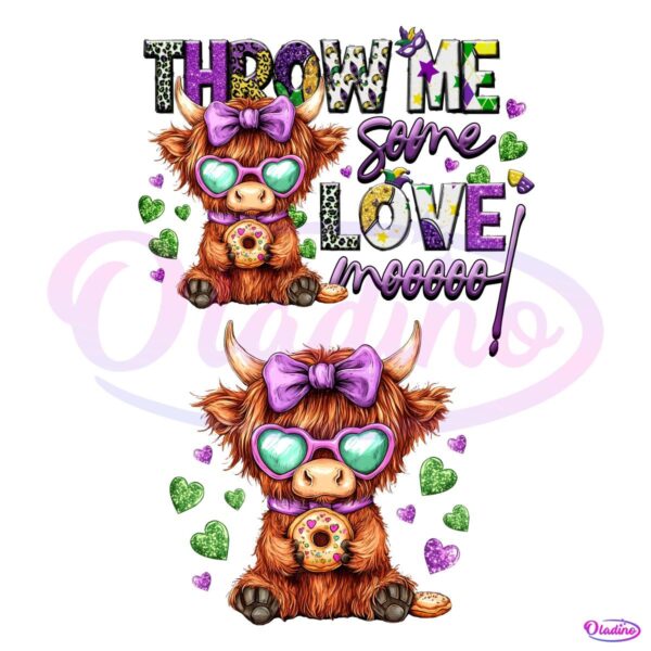 Throw Me Some Love Moo mardi Gras Cow PNG