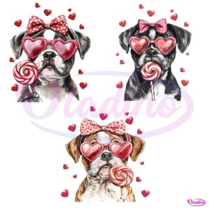 Valentine Bulldog With Pink Bow Lollipop PNG