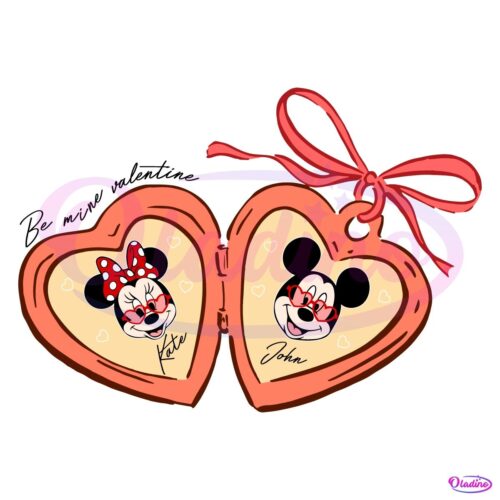 Valentine Cartoon Couple Coquette Bow Locket Valentine Png