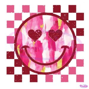 Valentine Checkered Smiley Face PNG