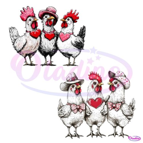 Valentine Day Chickens Funny Heart PNG