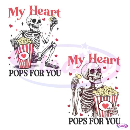 Valentine Skeleton My Heart Pops For You PNG