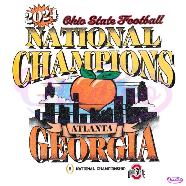 Vintage 2024 Ohio State Football National Champions PNG