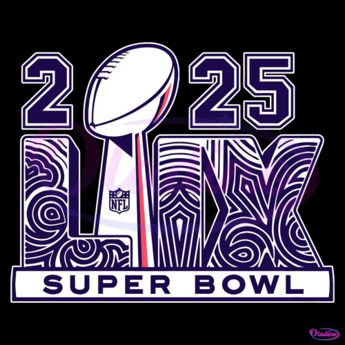 Vintage 2025 Super Bowl Lix Trophy Logo SVG