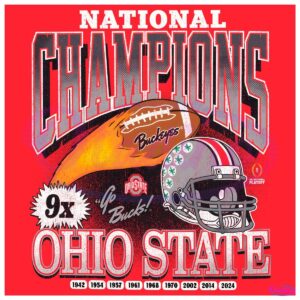 Vintage 9x National Champions Ohio State Buckeyes PNG