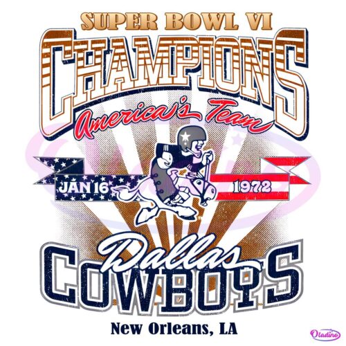 Vintage Dallas Cowboys Super Bowl Vi Champions PNG