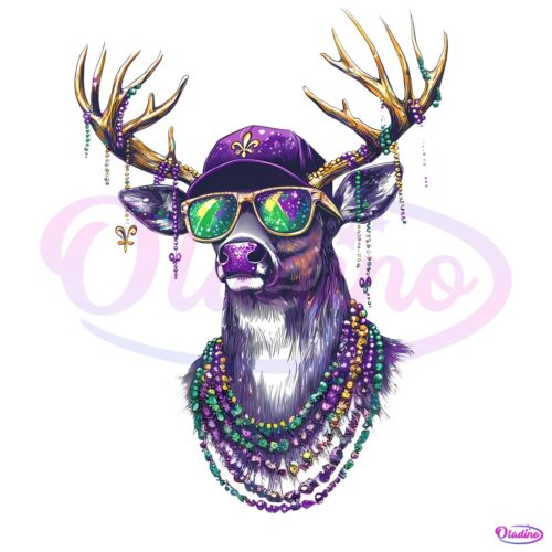 Vintage Deer Hunting Mardi Gras PNG